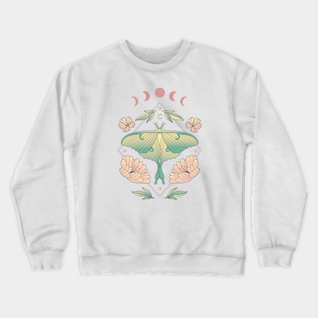 Fairycore Floral Butterfly Moth Moon Phases Crewneck Sweatshirt by Hypnotic Highs